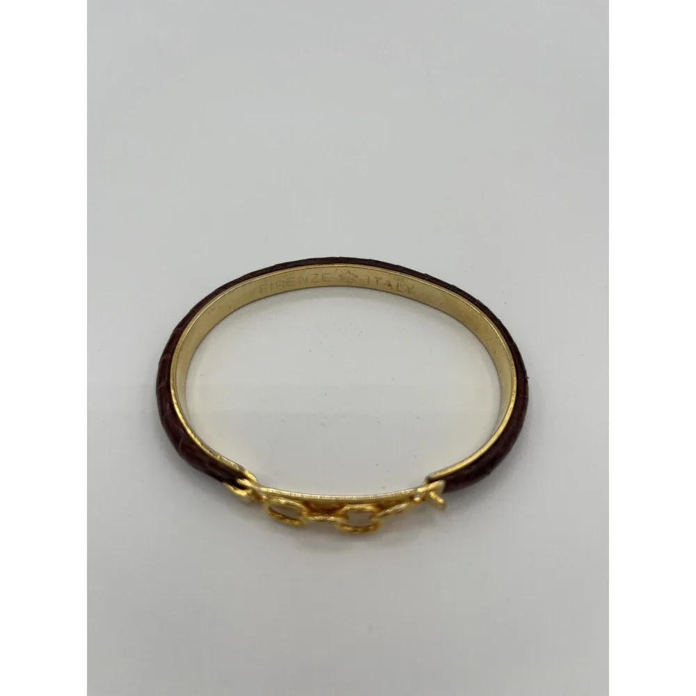 Gold Plate Snakeskin Leather Bracelet Made in Italy